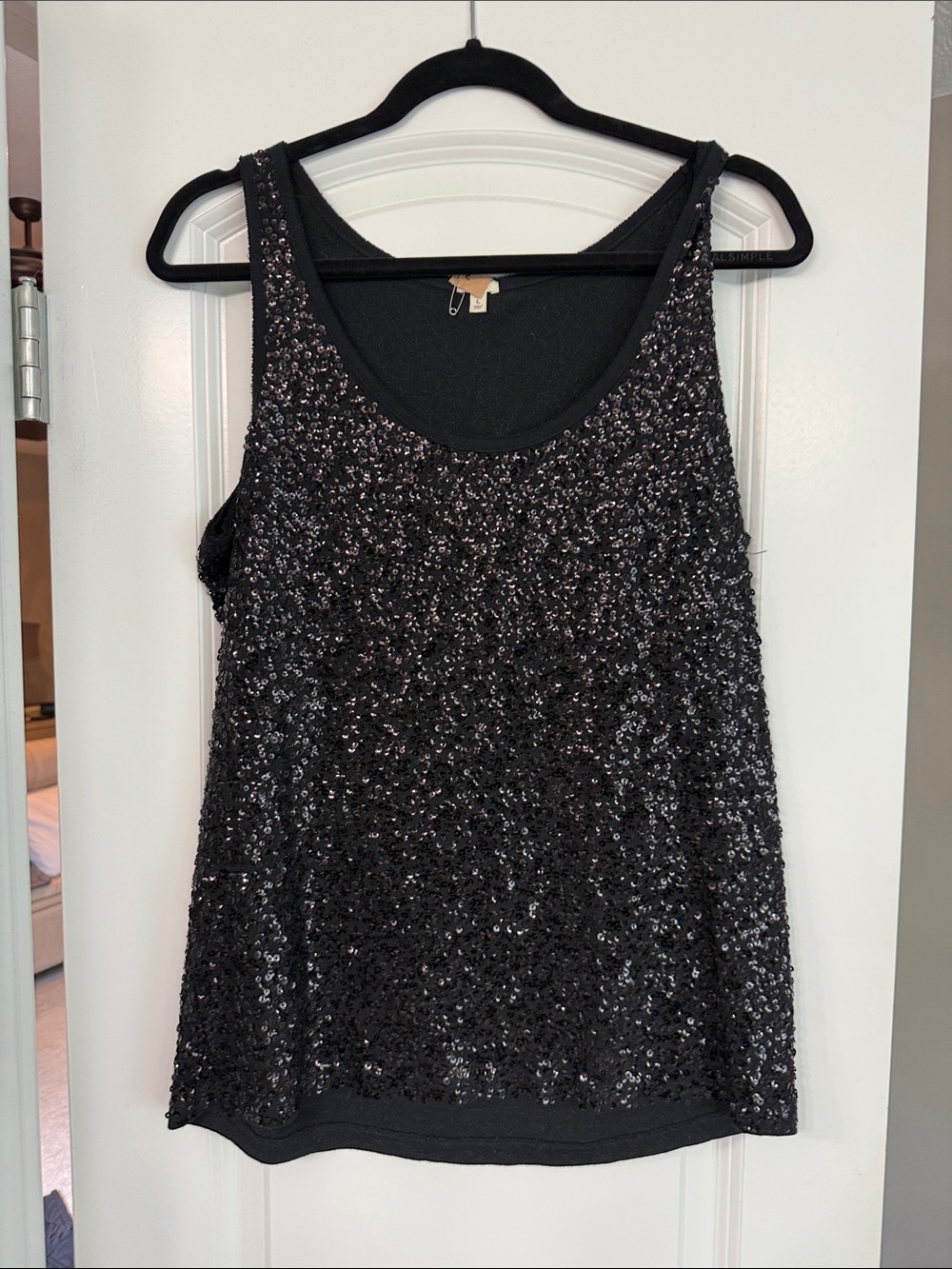 J. Crew Black Sequin Scoop Neck Camisole